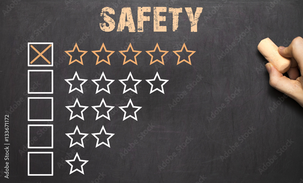 Best safety five golden stars.Chalkboard. Home safety checklist