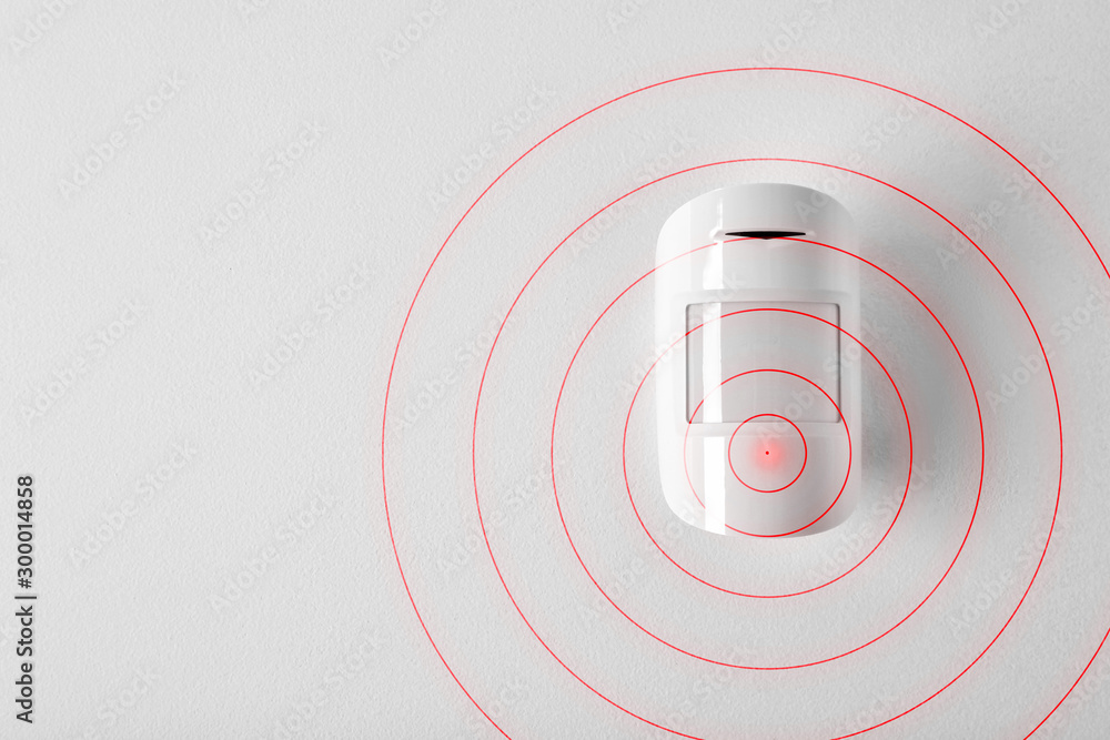 Modern motion sensor on wall indoors. Rochester NY Motion Detectors Installer