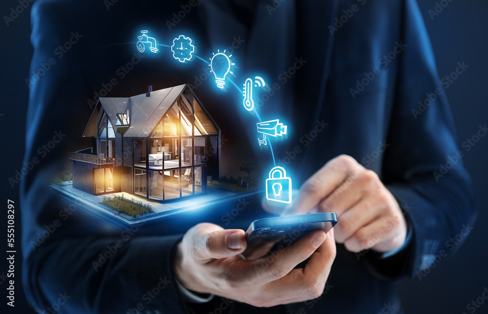 Smart home concept. Remote control and home management. Innovations in Home Security