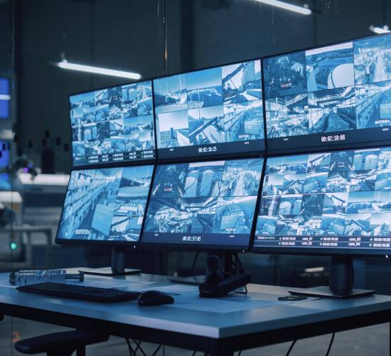 Surveillance center with video feeds