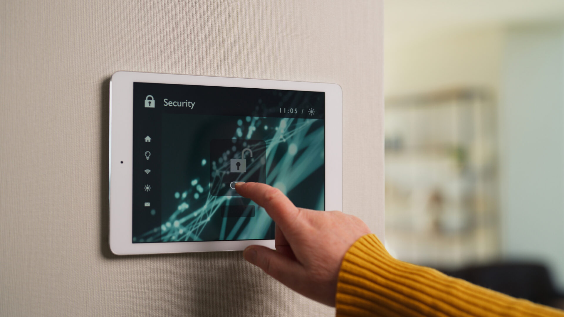 Touchscreen displaying security interface