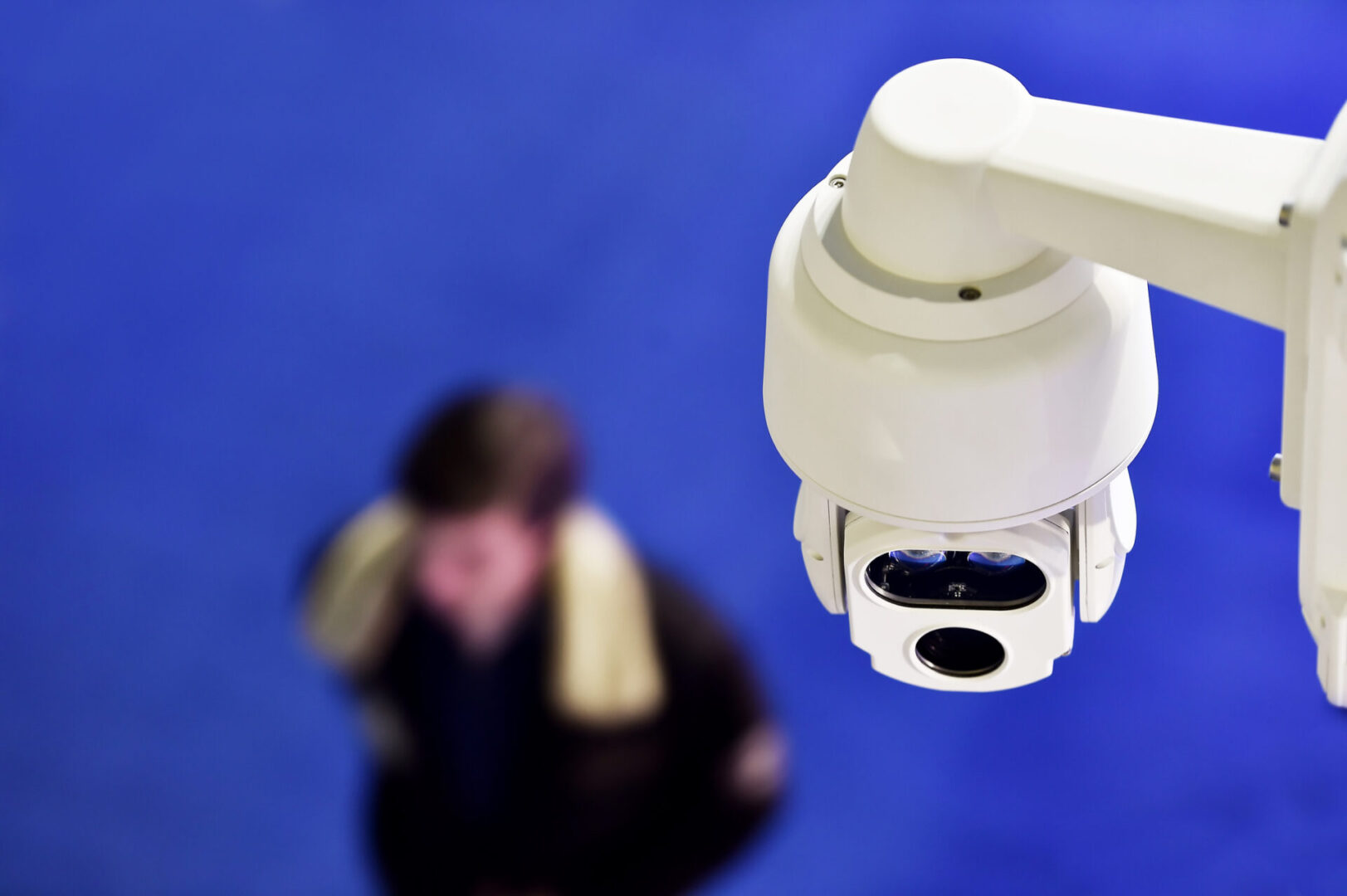 Security camera overlooking a person