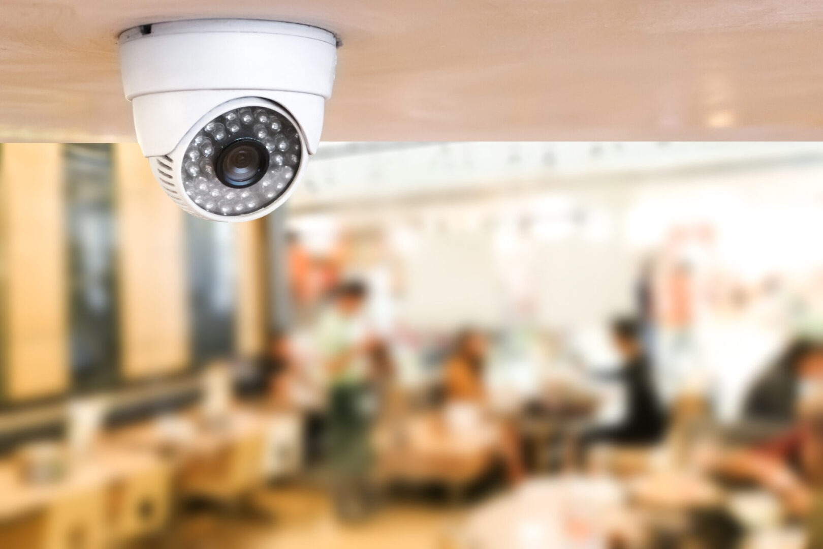 Indoor security camera monitoring public space