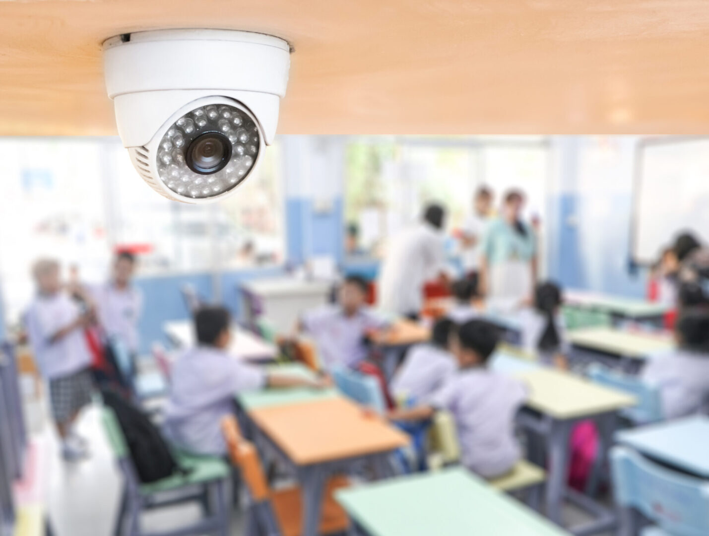 Classroom under security camera surveillance