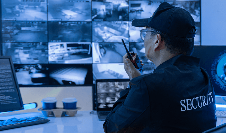 Man in security uniform with radio