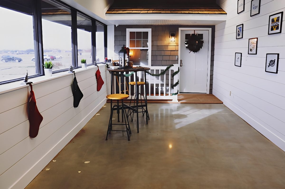 Cozy porch with holiday stockings